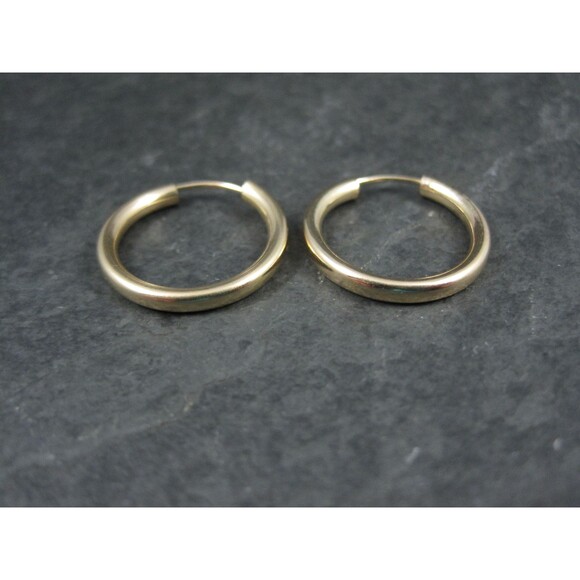 3/4" Gold Hoop Earrings 19mm 14K Gold Filled New Old Stock - Picture 4 of 9